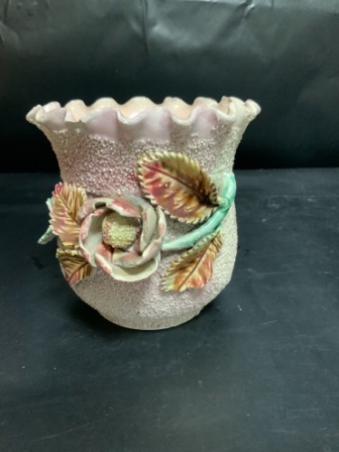 빅토리언 모래 마잘리카 꽃병 !!데미지!! Victorian Sand Majolica Vase circa 1880
