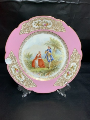 세브르Chateau de St. Cloud  핸드페인트 경치 케비넷 플레이트-데미지-(크랙) Sevres Chateau de St. Cloud Hand Painted Scenic Cabinet Plate circa 1846 - AS IS (Crack)