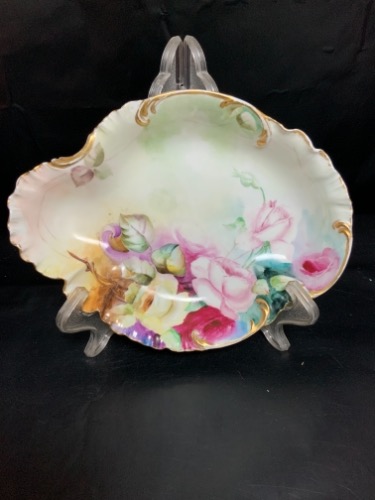 하빌랜드 리모지 핸드페인트 키드니 쉐입 볼 Haviland Limoges Hand Painted Kidney Shaped Bowl circa 1888 - 1896