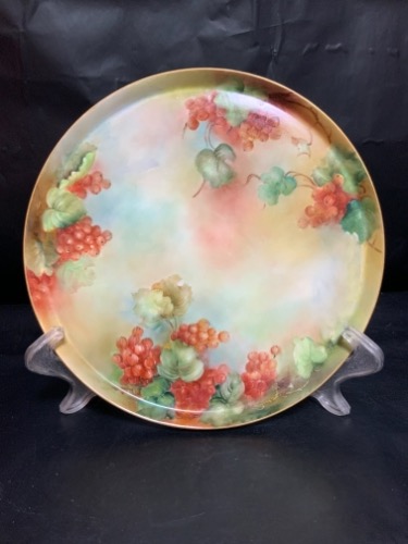 Tresmanes &amp; Vogt 리모지 핸드페인트 서빙 플레터 Tresmanes &amp; Vogt Limoges Serving Tray with Hand Painted Red Currants circa 1900 - NICE!!
