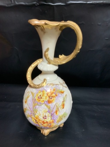 로얄 반 독일 핸들 핸드페인트 베이스 Royal Bonn German Handled Hand Painted Vase circa 1870
