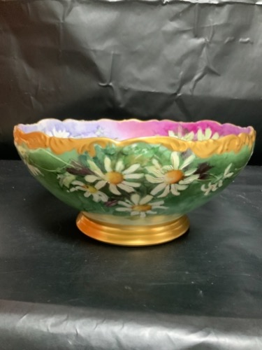 Tressemanes &amp; Vogt 핸드페인트 빅토리언 굽이있는 볼 Tressemanes &amp; Vogt Hand Painted Victorian Pedestal Bowl circa 1890