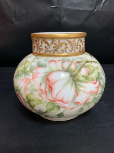 Pouyat 리모지 핸드페인트 꽃병 Pouyat Limoges Hand Painted Vase circa 1900