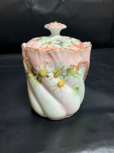 Lanternier 리모지 핸드페인트 마멀레이드 잘 Lanternier Limoges Hand Painted Marmalade Jar circa 1890