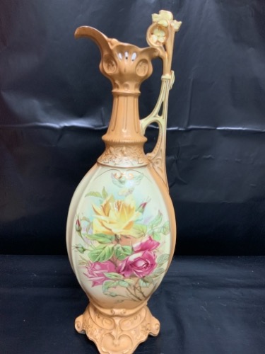 Royal Wettina (로버트 핸크)암포라 단지 베이스 -라지 Royal Wettina (Robert Hanke) Amphora Ewer Vase circa 1900 - Large!