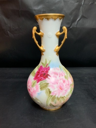 빅토리언 핸드페인트 베이스 Victorian Parlor Painted Vase dated X-mas 1900