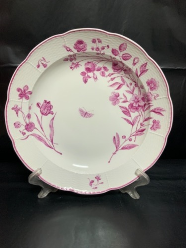 18세기 KPM 핸드페인트 레스베리 바스켓 위브 라지 찹 플레이트 1763~1780 18th C. KPM Hand Painted Rasberry Basket Weave Plate circa 1763 - 1780