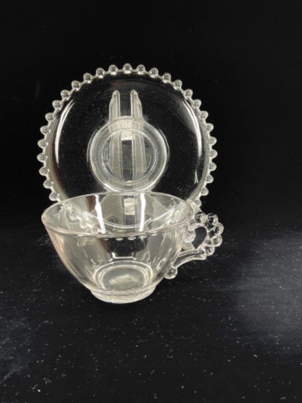 임페리얼 캔들윅 엘러겐트 글래스 컵&amp;소서 Imperial Candlewick Elegant Glass Cup &amp; Saucer circa 1950