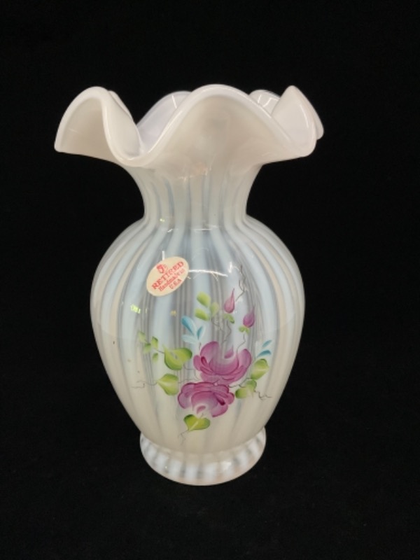 펜톤 핸드페인트 오펠레슨트 꽃병 -퇴직-Fenton Hand Painted Opalescent Vase - Retired