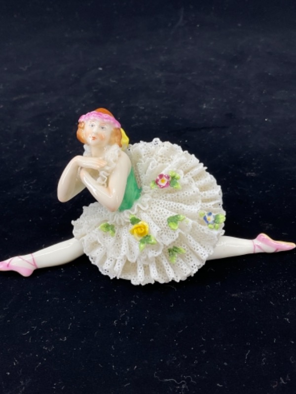 드레스덴 레이스 발레리나 피겨린 Dresden Lace Ballerina Figurine circa 1930
