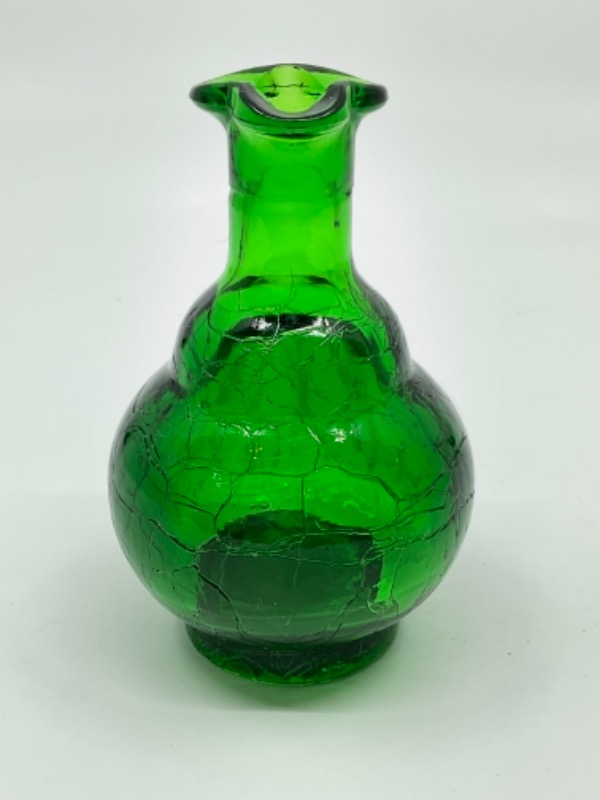 Kanawha 핸드 블로운 크래클 글래스 스몰 베이스-있는 그대로-(칩) Kanawha Hand Blown Crackle Glass Small Bottle circa 1960 - AS IS