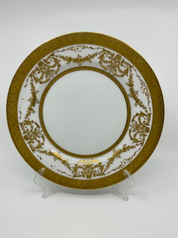 Ahrenfeldt 리모지 헤비 골드 길딩 플레이트-금장 로스- Ahrenfeldt Limoges Heavy Gold Gilded Plate circa 1900 - AS IS (gold loss)