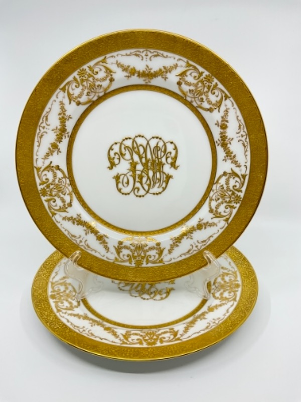 Ahrenfeldt 리모지 헤비 골드 길딩 플레이트 W/모노그램-아름다운- Ahrenfeldt Limoges Heavy Gold Gilded Plate w/ Monogram circa 1900 - Beautiful!!