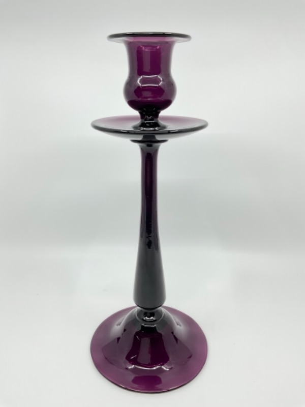 페어포인트 핸드 블로운 자수정 아트 글래스 촛대-싱글- Pairpoint Hand Blown Amethystine Art Glass Candlestick circa 1920