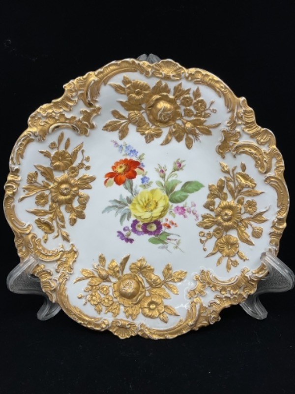 마이센 핸드페인트 도금 센터 보울 Meissen Hand Painted Gilded Bowl circa 1815 - 1924
