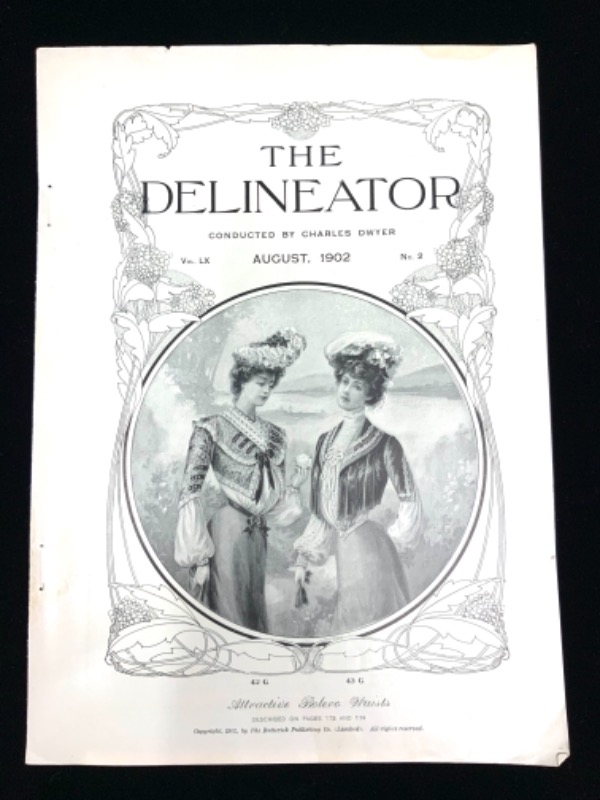 The Delineator - 인사이드 커버 페이지 &amp; 패션 플레이트 8월 1902 The Delineator - Inside Cover Page &amp; Fashion Plate from August 1902 - ORIGINAL