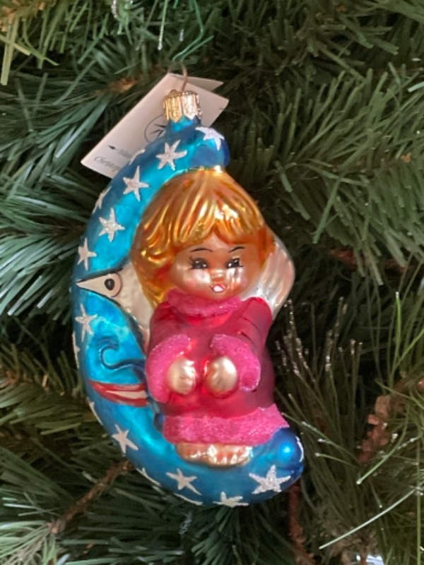 크리스토퍼 라드코 핸드 블로운 / 핸드페인트  &quot;Watch Over Me &quot;  크리스마스 트리 장식 1997 Christopher Radko Hand Blown / Painted &quot;Watch Over Me &quot; Christmas Tree Ornament