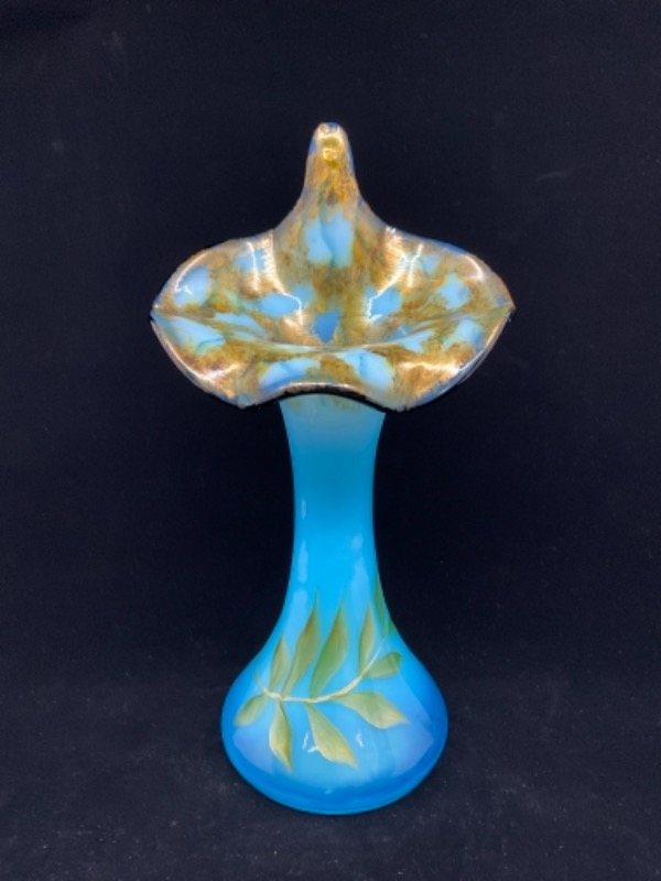 펜톤 “Tulip Gem” 핸드페인트 한정판 베이스 Fenton &quot;Tulip Gem&quot; Hand Painted Limited Edition Vase