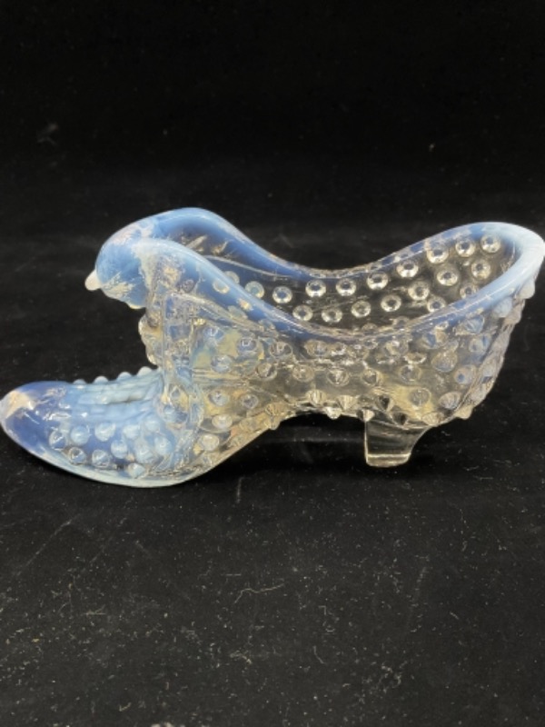 펜톤 오팔레슨 합네일 아트 글래스 슈즈 Fenton Opalescent Hobnail Art Glass Shoe