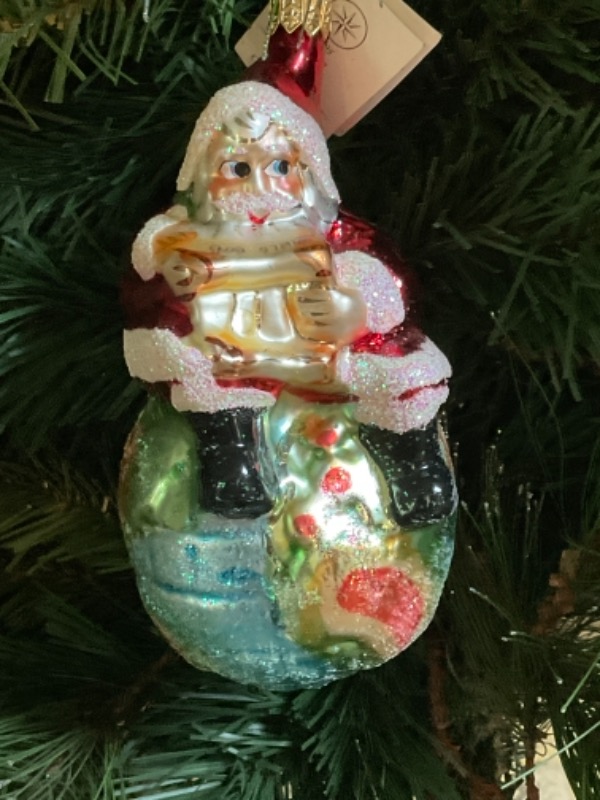 크리스토퍼 라드코 핸드 블로운 / 핸드페인트 &quot; On Top of the World&quot; 크리스마스 트리 장식 1995 Christopher Radko Hand Blown / Painted &quot;On Top of the World&quot; Christmas Tree Ornament