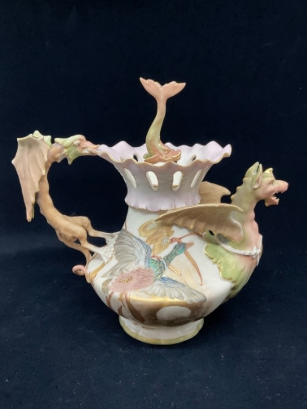 Alfred Stellmacher Turn-Teplitz (암포라) 드레곤 티팟-매우 귀한- Alfred Stellmacher Turn-Teplitz (Amphora) Dragon Teapot circa 1890 - RARE