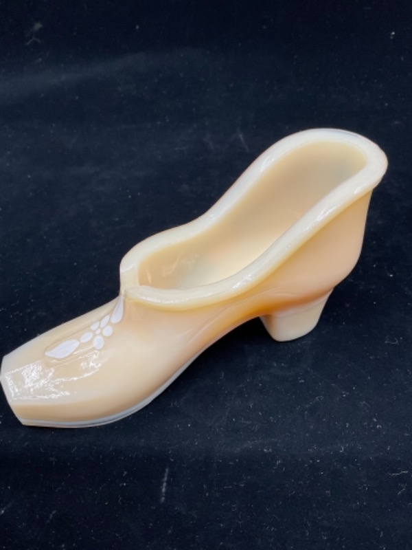 웨스트몰랜드 아트 글래스 슈즈-오리지널 종이 라벨- Westmoreland Art Glass Shoe - Original Foil Label!