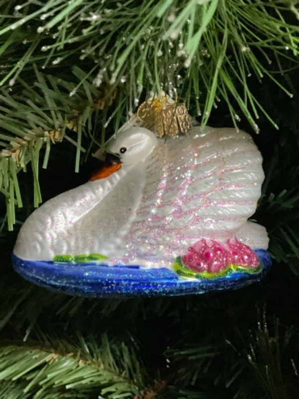 올드 월드 크리스마스 핸드 블로운 / 핸드페인트  &quot;Monets Swan&quot; 크리스마스 트리 장식 2012 Old World Christmas Hand Blown / Painted Monets Swan&quot; Christmas Tree Ornament