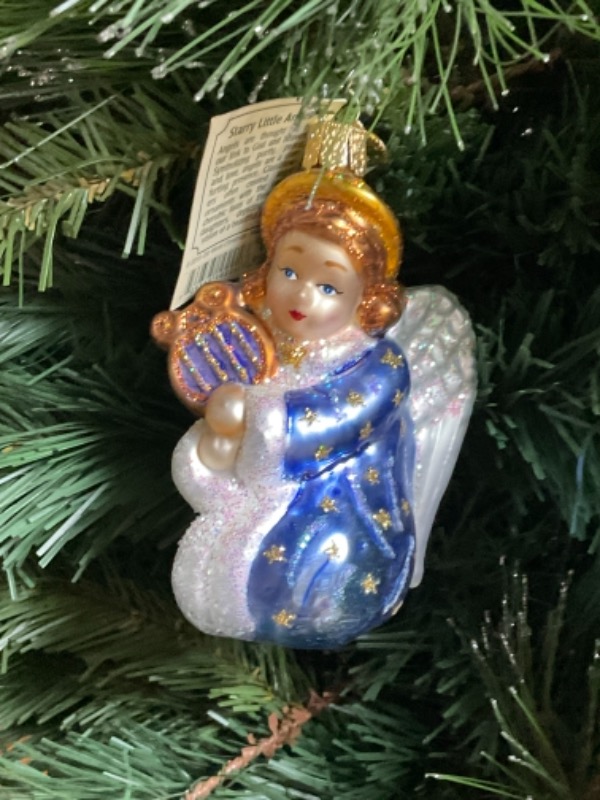 올드 월드 핸드 블로운 / 핸드페인트 &quot;Starry Little Angel&quot; 크리스마스 트리 장식 2015 Old World Christmas Hand Blown / Painted &quot;Starry Little Angel&quot; Christmas Tree Ornament