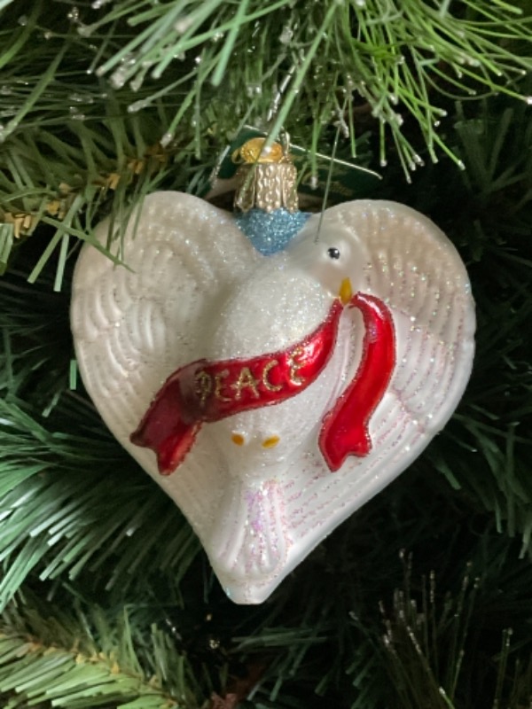 올드 월드 크리스마스 핸드 블로운 / 핸드페인트 &quot;Peace Dove&quot;  크리스마스 트리 장식 2012 Old World Christmas Hand Blown / Painted &quot;Peace Dove&quot; Christmas Tree Ornament