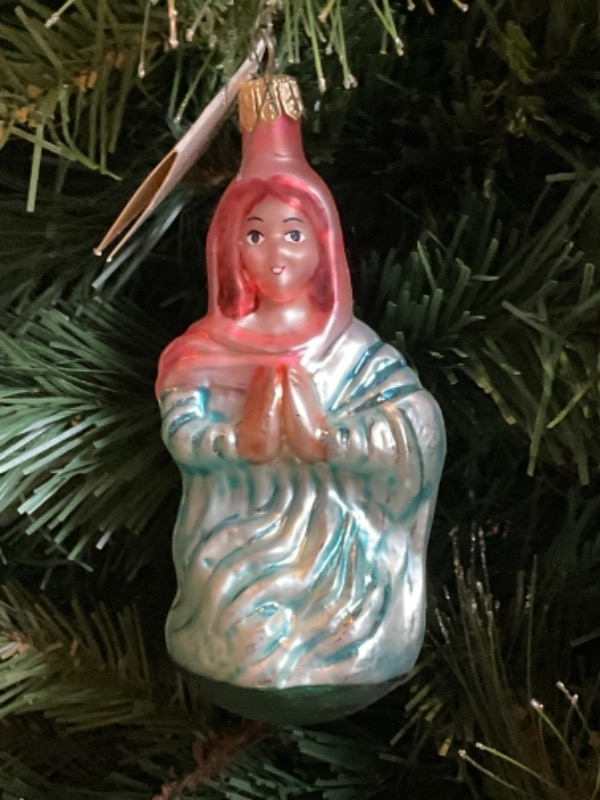 크리스토퍼 라드코 크리스마스 핸드 블로운 / 핸드페인트 &quot;Nativity - Mary&quot; 크리스마스 트리 장식 1996 Christopher Radko Hand Blown / Painted &quot;Nativity - Mary&quot; Christmas Tree Ornament