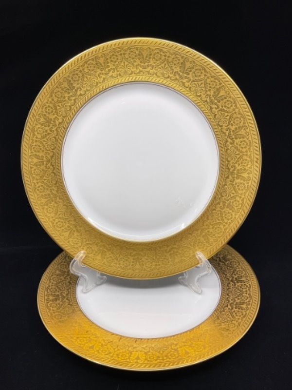 H&amp;C 바바리아  헤비 골드 양각 디너 플레이트 H&amp;C Bavaria Heavy Gold Embossed Dinner Plate circa 1920