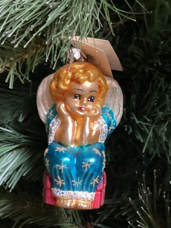 크리스토퍼 라드코 핸드 블로운 / 핸드페인트  &quot;Lil Miss Angel&quot; 크리스마스 트리 장식 1997 Christopher Radko Hand Blown / Painted &quot;Lil Miss Angel&quot; Christmas Tree Ornament