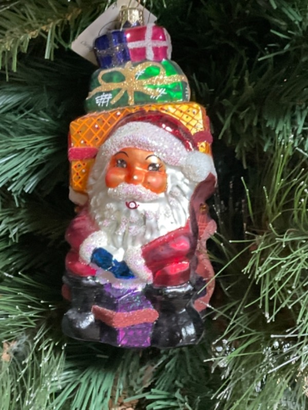 크리스토퍼 라드코 핸드 블로운 / 핸드페인트  &quot;Santa&quot;  크리스마스 트리 장식 1996 Christopher Radko Hand Blown / Painted &quot;Santa&quot; Christmas Tree Ornament