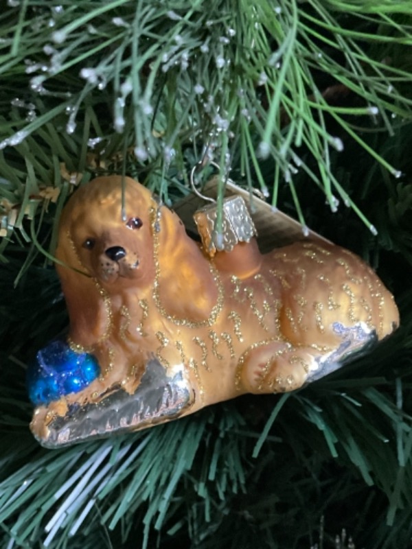 올드 월드 크리스마스 핸드 블로운 / 핸드페인트 &quot;Cocker Spaniel&quot; 크리스마스 트리 장식 2008 Old World Christmas Hand Blown / Painted &quot;Cocker Spaniel&quot; Christmas Tree Ornament