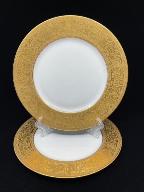 H&amp;C 바바리아 헤비 골드 양각 디너 플레이트 H&amp;C Bavaria Heavy Gold Embossed Dinner Plate circa 1920