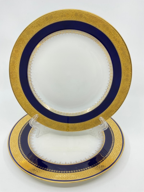 하빌랜드 리모지 골드 도금 온 코발 블루 플레이트 Haviland Limoges Gold Gilding on Cobalt Blue Plate circa 1900