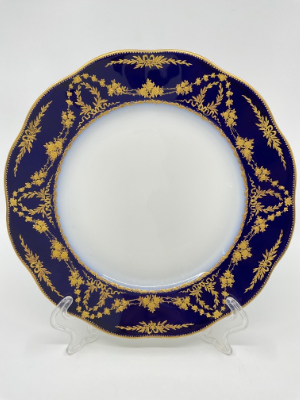 하빌랜드 리모지 골드 도금 온 코발 블루 플레이트-골드 백스탬프-매우 귀한- Haviland Limoges Gold Gilding on Cobalt Blue Plate circa 1900 RARE!!! - Gold Backstamp