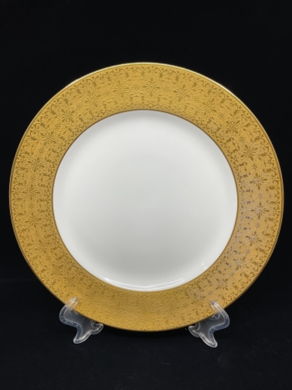 리모지 헤비 골드 양각 디너 플레이트 Limoges Heavy Gold Embossed Dinner Plate circa 1900