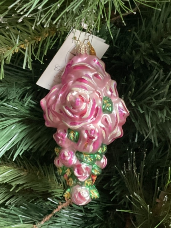 크리스토퍼 라드코 핸드 블로운 / 핸드페인트 &quot;Pretty Petals&quot; 크리스마스 트리 장식 2002 Christopher Radko Hand Blown / Painted &quot;Pretty Petals&quot; Christmas Tree Ornament