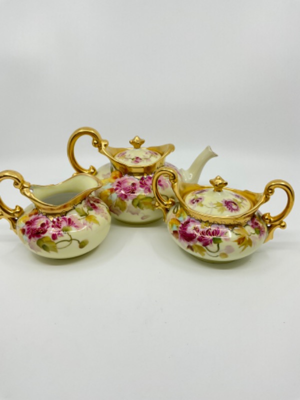 피카드 핸드페인트 리모지 티팟 세트-훌륭한- Pickard Hand Painted Limoges Teapot Set circa 1900 - GREAT !!