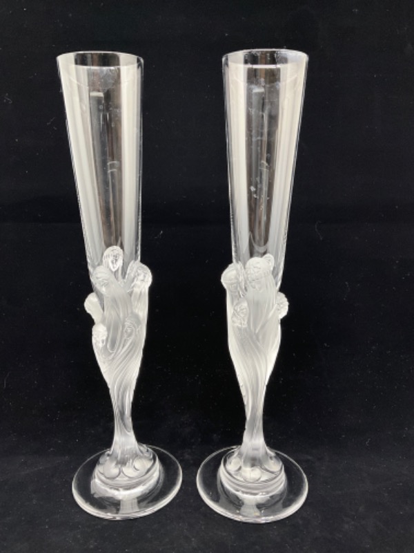 Erte &quot;Flute Majestique&quot; 샴페인 아트 글라스 Erte &quot;Flute Majestique&quot; Champagne Art Glass circa 1950 - 1990