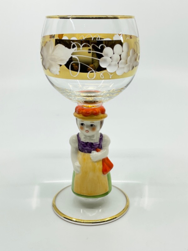 빈티지 W.독일 컷 글라스 피겨린 스템웨어 Vintage W. Germany Cut Glass Figurine Stemware