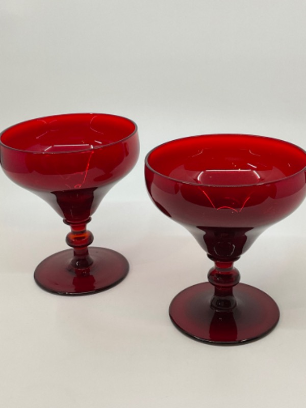 앵커 호킹 레드 루비 칵테일 글래스 Anchor Hocking Red Ruby Cocktail Glass circa 1950