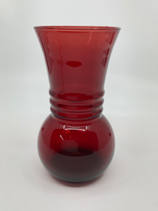 앵커 호킹 레드 루비 베이스 Anchor Hocking Red Ruby Vase circa 1950