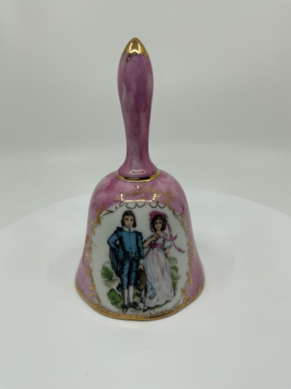 빈티지 러스터웨어 풍경 도자기 벨 Vintage Lusterware Scenic Porcelain Bell
