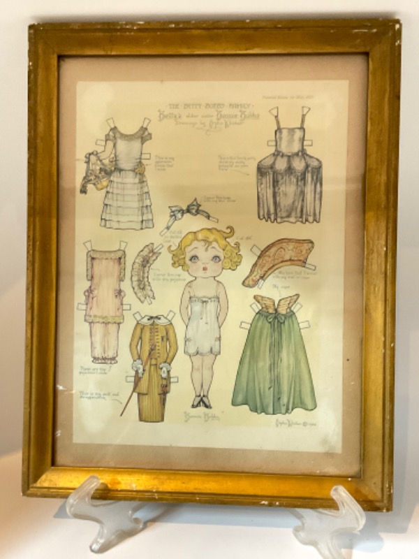 프래임 오리지널 보니 밥스 종이 인형 픽토리얼 매거진 5월호 Framed ORIGINAL Bonnie Bobbs Paper Doll from Pictorial Review Magazine May, 1925