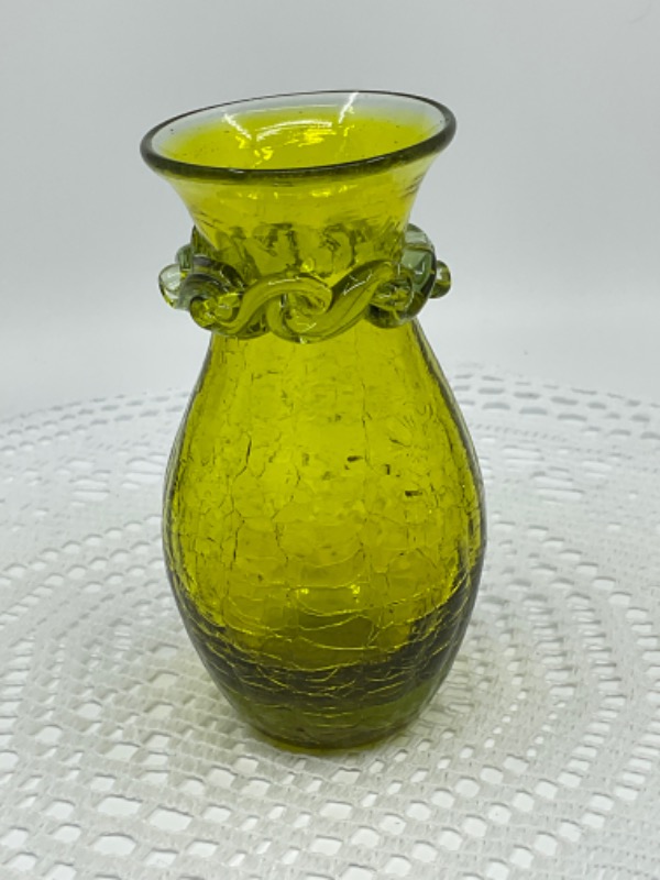 Kanawha Crackle Glass Small Vase circa 1960