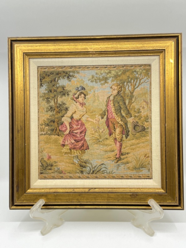 Vintage Woven Tapestry in Frame circa 1960