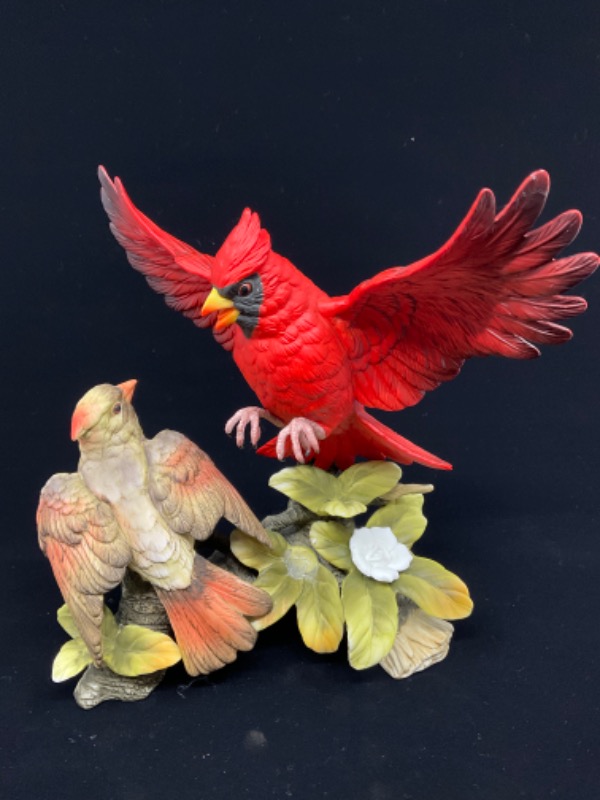 고함 &quot;Gallery Birds - Cardinals&quot; 도자기 피겨린 Gorham &quot;Gallery Birds - Cardinals&quot; Porcelain Figurine.