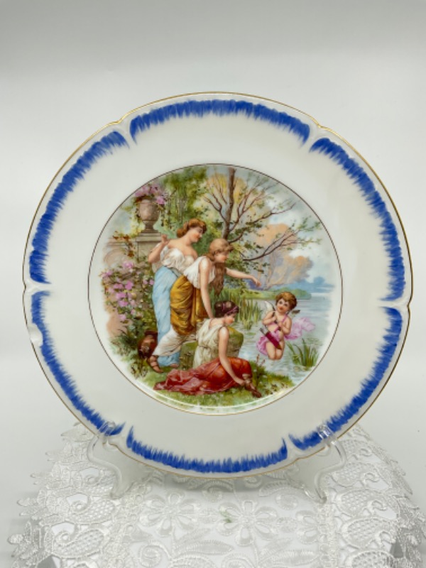 GDA 하빌랜드 리모지 데코레이터 케비넷 플레이트-있는 그대로-칩- GDA Haviland Limoges Decorated Cabinet Plate circa 1900 - AS IS